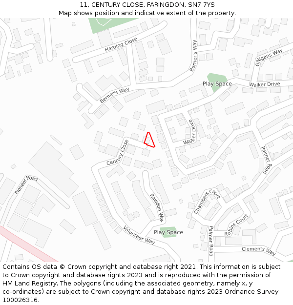 11, CENTURY CLOSE, FARINGDON, SN7 7YS: Location map and indicative extent of plot