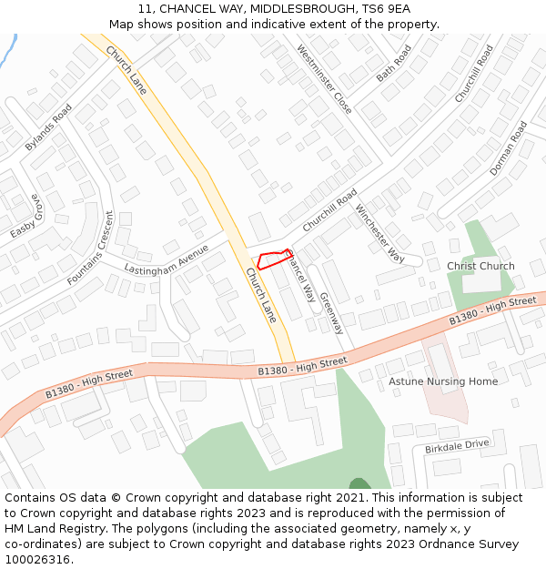 11, CHANCEL WAY, MIDDLESBROUGH, TS6 9EA: Location map and indicative extent of plot