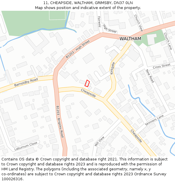 11, CHEAPSIDE, WALTHAM, GRIMSBY, DN37 0LN: Location map and indicative extent of plot