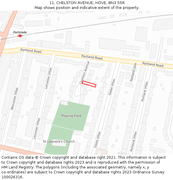 11, CHELSTON AVENUE, HOVE, BN3 5SR: Location map and indicative extent of plot