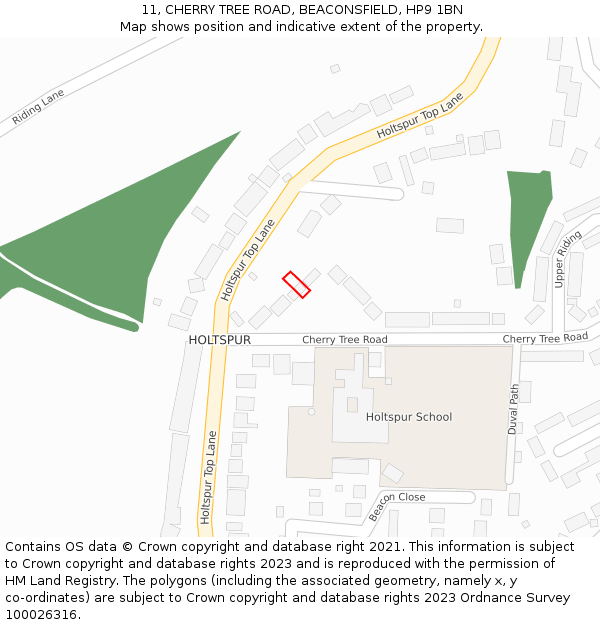 11, CHERRY TREE ROAD, BEACONSFIELD, HP9 1BN: Location map and indicative extent of plot