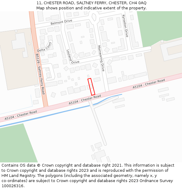 11, CHESTER ROAD, SALTNEY FERRY, CHESTER, CH4 0AQ: Location map and indicative extent of plot