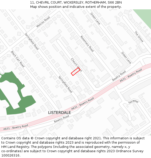 11, CHEVRIL COURT, WICKERSLEY, ROTHERHAM, S66 2BN: Location map and indicative extent of plot