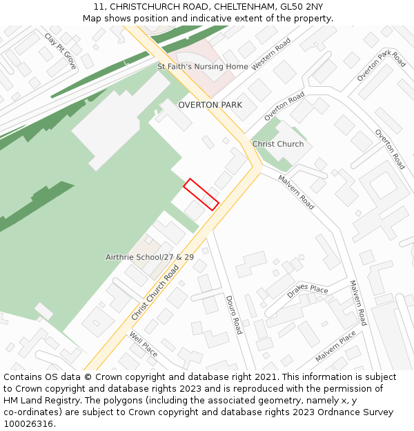 11, CHRISTCHURCH ROAD, CHELTENHAM, GL50 2NY: Location map and indicative extent of plot