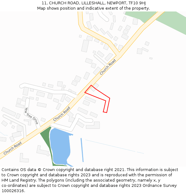 11, CHURCH ROAD, LILLESHALL, NEWPORT, TF10 9HJ: Location map and indicative extent of plot