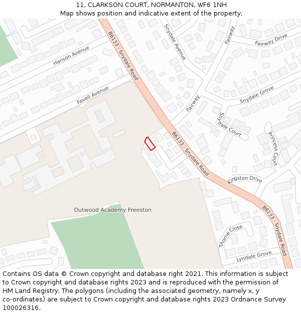 11, CLARKSON COURT, NORMANTON, WF6 1NH: Location map and indicative extent of plot
