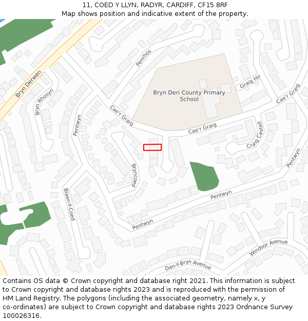 11, COED Y LLYN, RADYR, CARDIFF, CF15 8RF: Location map and indicative extent of plot