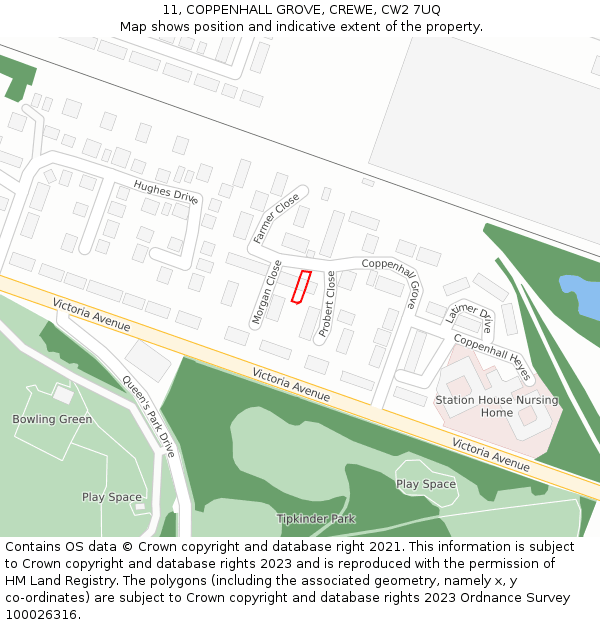 11, COPPENHALL GROVE, CREWE, CW2 7UQ: Location map and indicative extent of plot