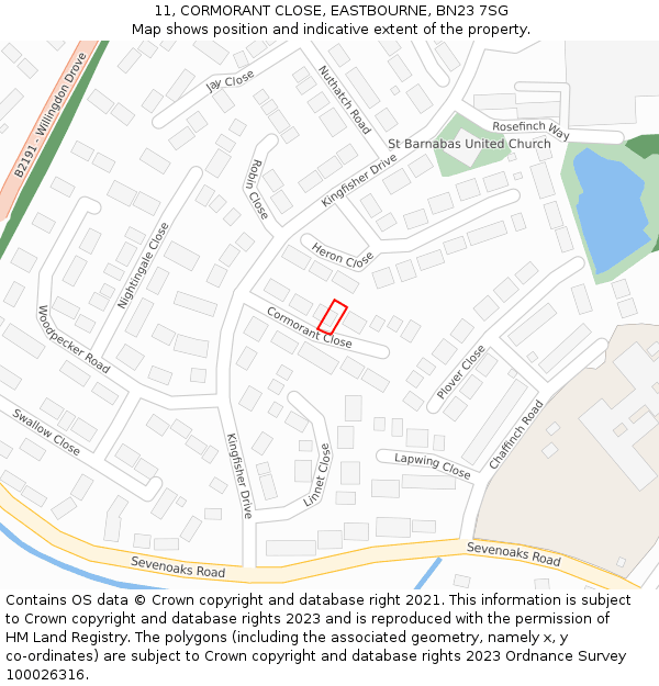 11, CORMORANT CLOSE, EASTBOURNE, BN23 7SG: Location map and indicative extent of plot