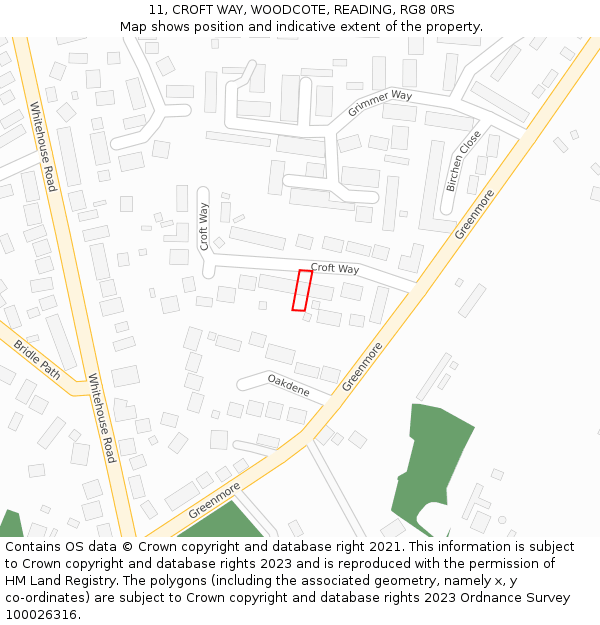 11, CROFT WAY, WOODCOTE, READING, RG8 0RS: Location map and indicative extent of plot