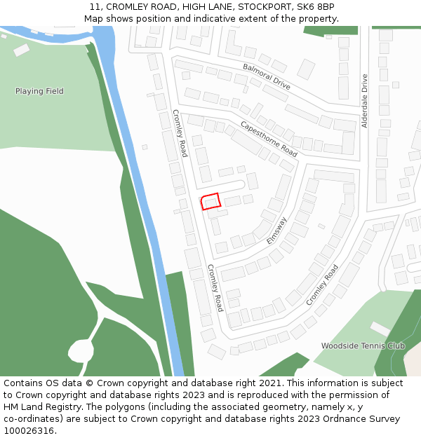 11, CROMLEY ROAD, HIGH LANE, STOCKPORT, SK6 8BP: Location map and indicative extent of plot