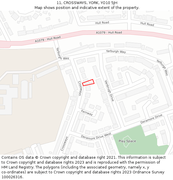 11, CROSSWAYS, YORK, YO10 5JH: Location map and indicative extent of plot