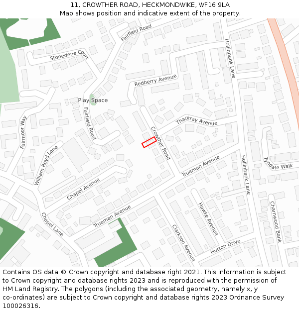 11, CROWTHER ROAD, HECKMONDWIKE, WF16 9LA: Location map and indicative extent of plot