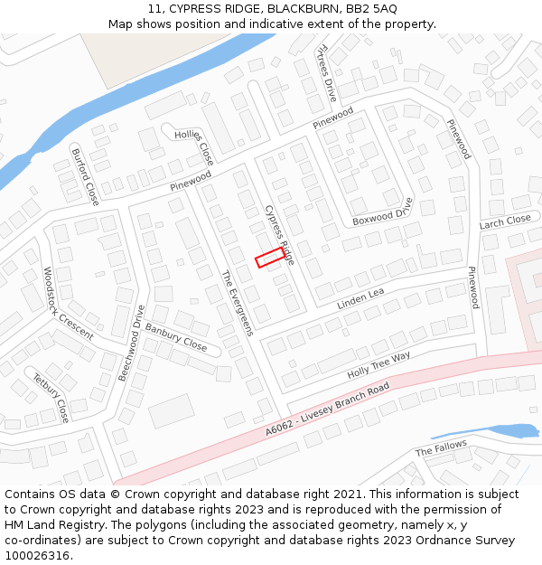 11, CYPRESS RIDGE, BLACKBURN, BB2 5AQ: Location map and indicative extent of plot