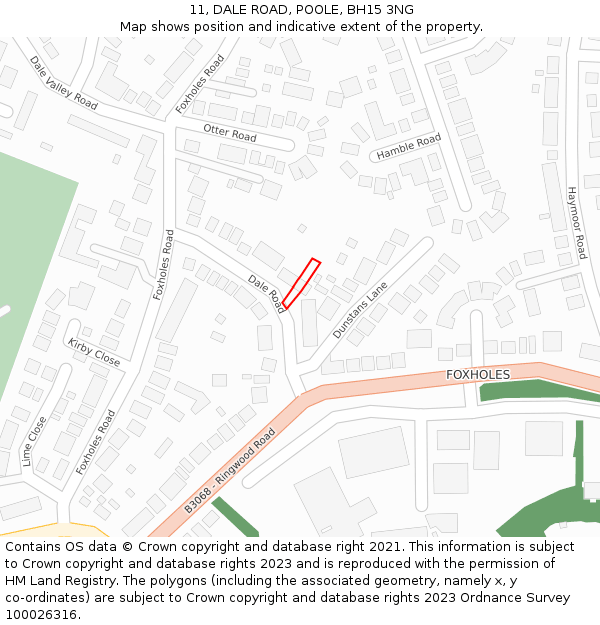 11, DALE ROAD, POOLE, BH15 3NG: Location map and indicative extent of plot