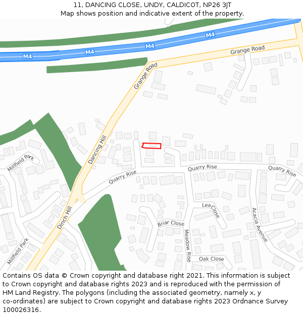 11, DANCING CLOSE, UNDY, CALDICOT, NP26 3JT: Location map and indicative extent of plot