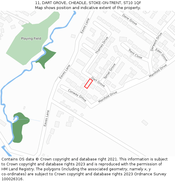 11, DART GROVE, CHEADLE, STOKE-ON-TRENT, ST10 1QF: Location map and indicative extent of plot