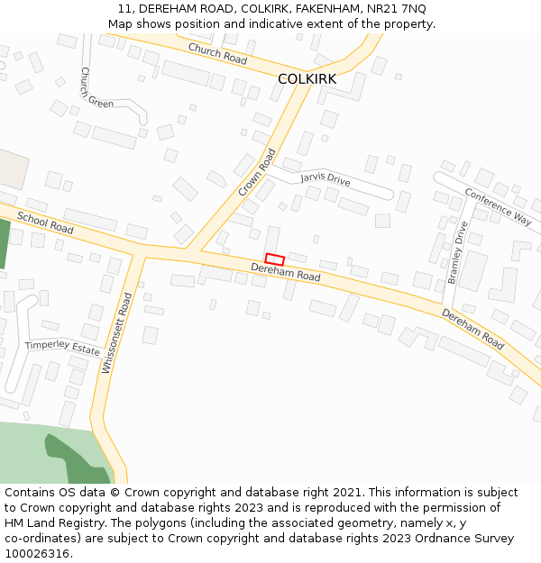 11, DEREHAM ROAD, COLKIRK, FAKENHAM, NR21 7NQ: Location map and indicative extent of plot