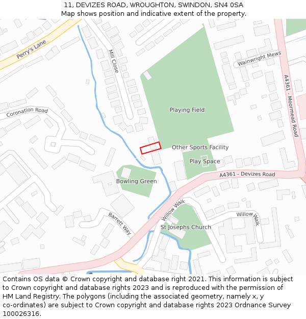 11, DEVIZES ROAD, WROUGHTON, SWINDON, SN4 0SA: Location map and indicative extent of plot