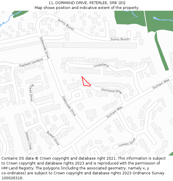 11, DORMAND DRIVE, PETERLEE, SR8 1EQ: Location map and indicative extent of plot