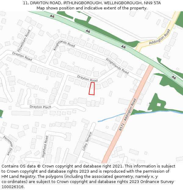 11, DRAYTON ROAD, IRTHLINGBOROUGH, WELLINGBOROUGH, NN9 5TA: Location map and indicative extent of plot