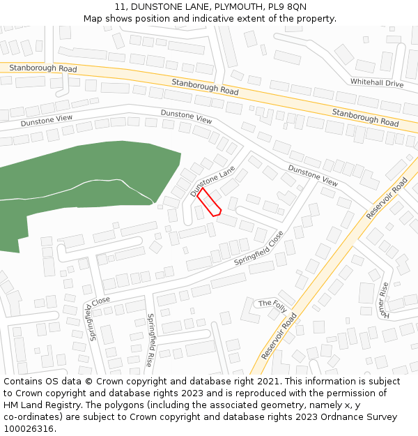 11, DUNSTONE LANE, PLYMOUTH, PL9 8QN: Location map and indicative extent of plot