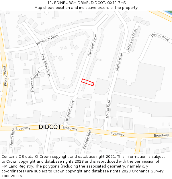 11, EDINBURGH DRIVE, DIDCOT, OX11 7HS: Location map and indicative extent of plot