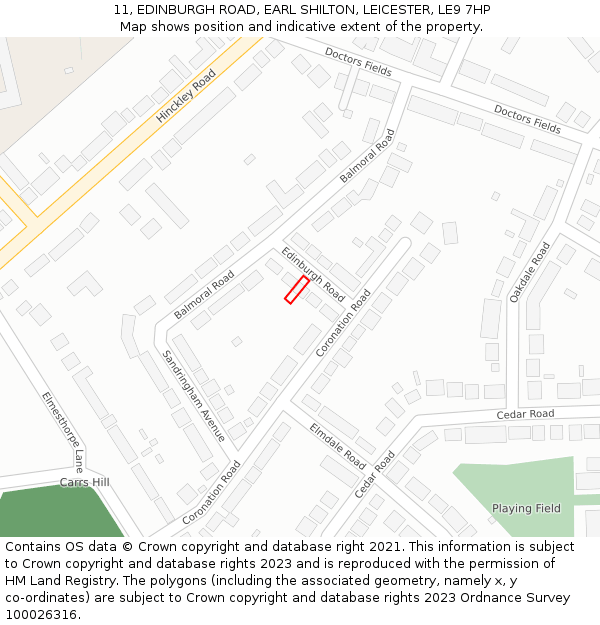11, EDINBURGH ROAD, EARL SHILTON, LEICESTER, LE9 7HP: Location map and indicative extent of plot