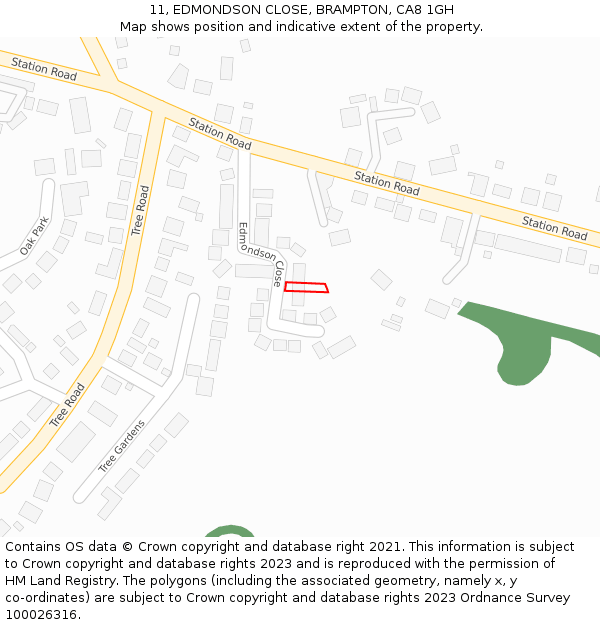 11, EDMONDSON CLOSE, BRAMPTON, CA8 1GH: Location map and indicative extent of plot