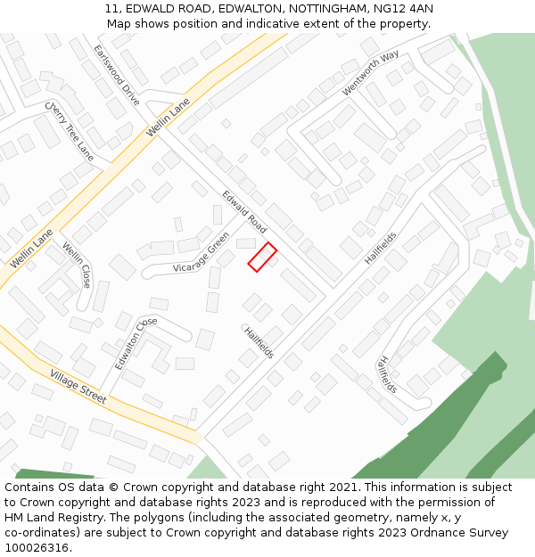 11, EDWALD ROAD, EDWALTON, NOTTINGHAM, NG12 4AN: Location map and indicative extent of plot