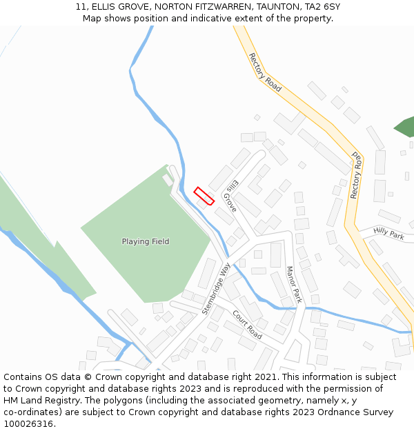 11, ELLIS GROVE, NORTON FITZWARREN, TAUNTON, TA2 6SY: Location map and indicative extent of plot