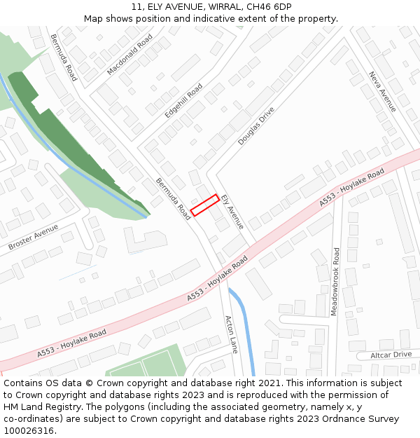 11, ELY AVENUE, WIRRAL, CH46 6DP: Location map and indicative extent of plot