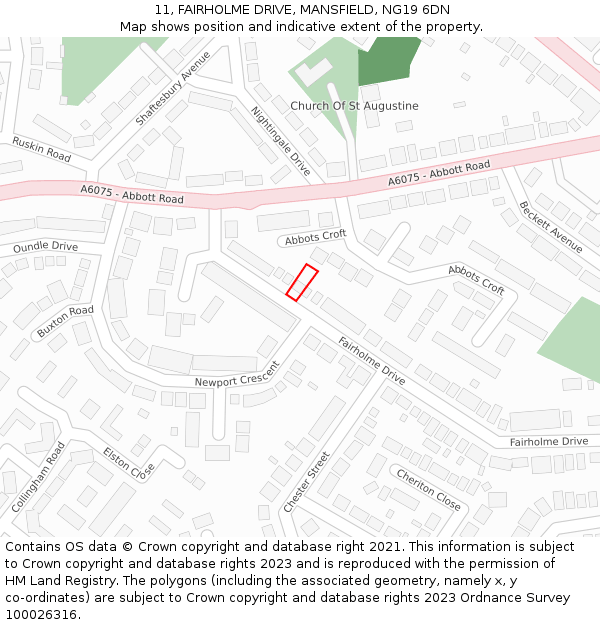 11, FAIRHOLME DRIVE, MANSFIELD, NG19 6DN: Location map and indicative extent of plot