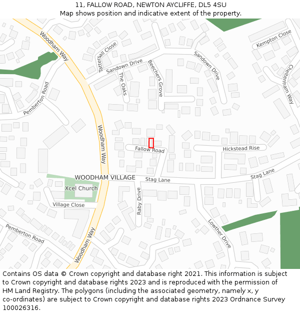 11, FALLOW ROAD, NEWTON AYCLIFFE, DL5 4SU: Location map and indicative extent of plot