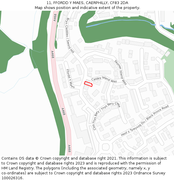 11, FFORDD Y MAES, CAERPHILLY, CF83 2DA: Location map and indicative extent of plot