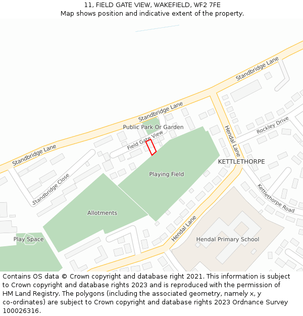 11, FIELD GATE VIEW, WAKEFIELD, WF2 7FE: Location map and indicative extent of plot