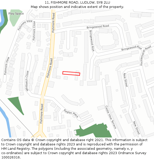 11, FISHMORE ROAD, LUDLOW, SY8 2LU: Location map and indicative extent of plot