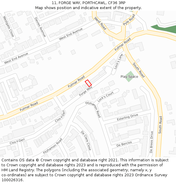 11, FORGE WAY, PORTHCAWL, CF36 3RP: Location map and indicative extent of plot