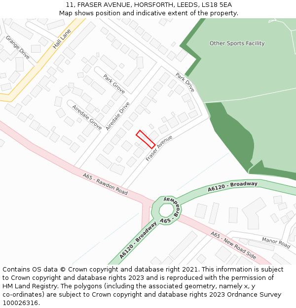 11, FRASER AVENUE, HORSFORTH, LEEDS, LS18 5EA: Location map and indicative extent of plot