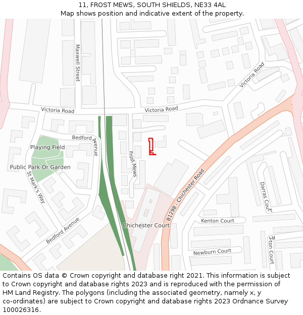 11, FROST MEWS, SOUTH SHIELDS, NE33 4AL: Location map and indicative extent of plot