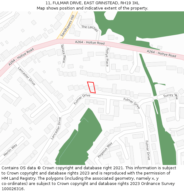 11, FULMAR DRIVE, EAST GRINSTEAD, RH19 3XL: Location map and indicative extent of plot