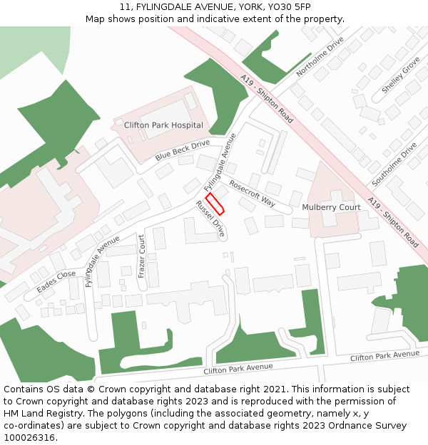 11, FYLINGDALE AVENUE, YORK, YO30 5FP: Location map and indicative extent of plot