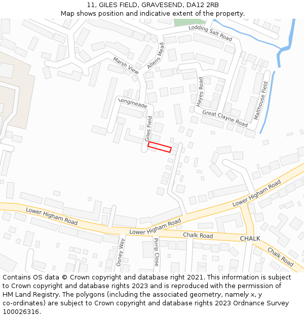 11, GILES FIELD, GRAVESEND, DA12 2RB: Location map and indicative extent of plot