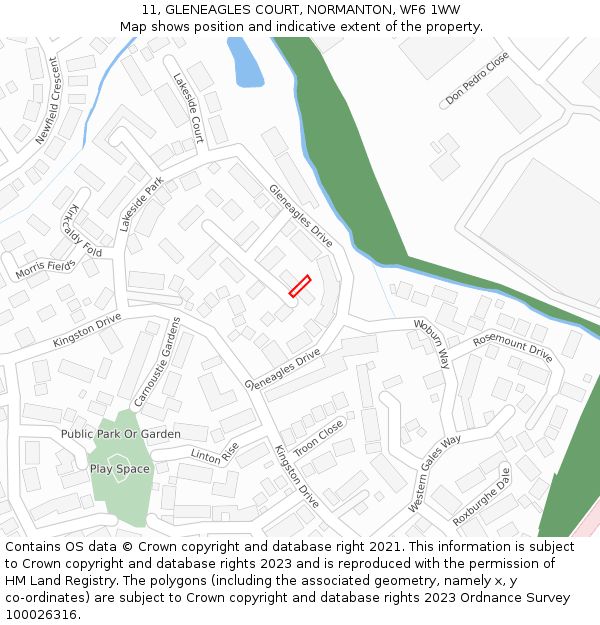 11, GLENEAGLES COURT, NORMANTON, WF6 1WW: Location map and indicative extent of plot
