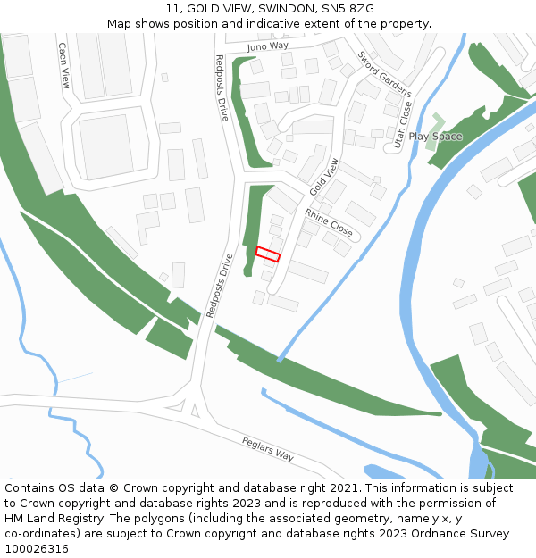 11, GOLD VIEW, SWINDON, SN5 8ZG: Location map and indicative extent of plot