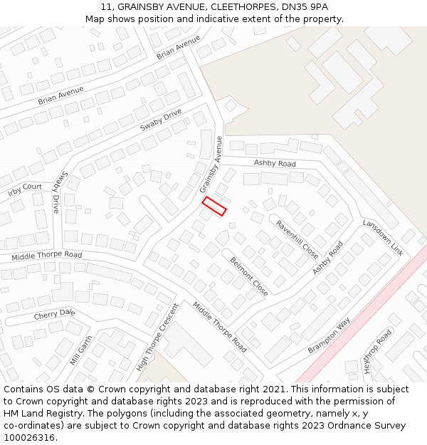 11, GRAINSBY AVENUE, CLEETHORPES, DN35 9PA: Location map and indicative extent of plot