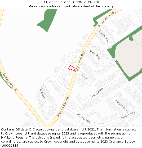 11, GREBE CLOSE, ALTON, GU34 2LR: Location map and indicative extent of plot