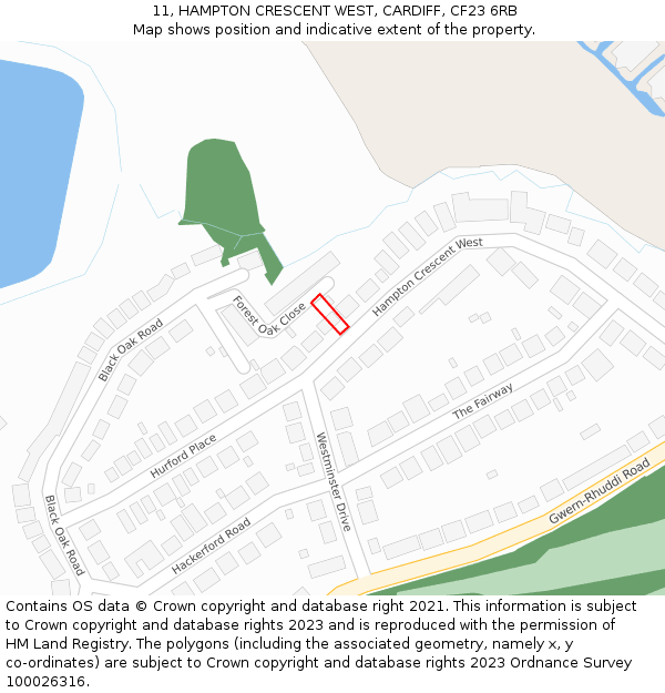 11, HAMPTON CRESCENT WEST, CARDIFF, CF23 6RB: Location map and indicative extent of plot