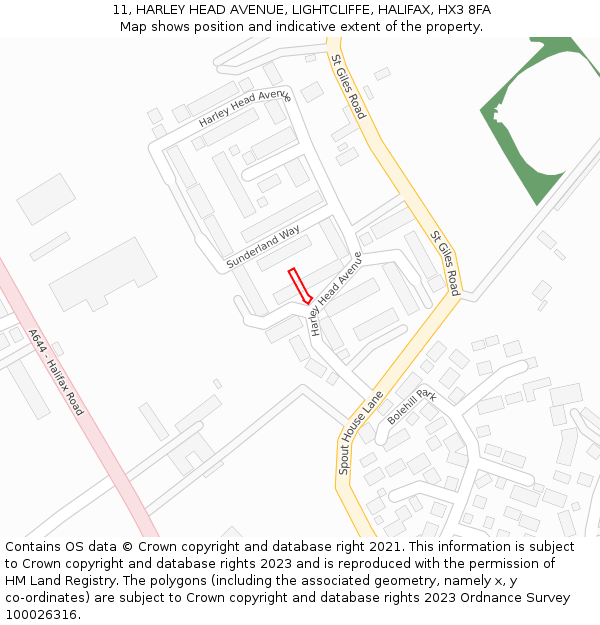 11, HARLEY HEAD AVENUE, LIGHTCLIFFE, HALIFAX, HX3 8FA: Location map and indicative extent of plot