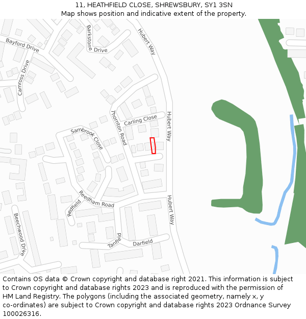 11, HEATHFIELD CLOSE, SHREWSBURY, SY1 3SN: Location map and indicative extent of plot